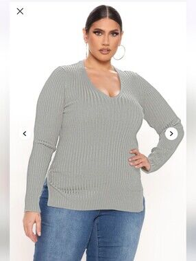 Fashion Nova Giving Me The Feels Sweater - Heather Grey 1X (EUC)